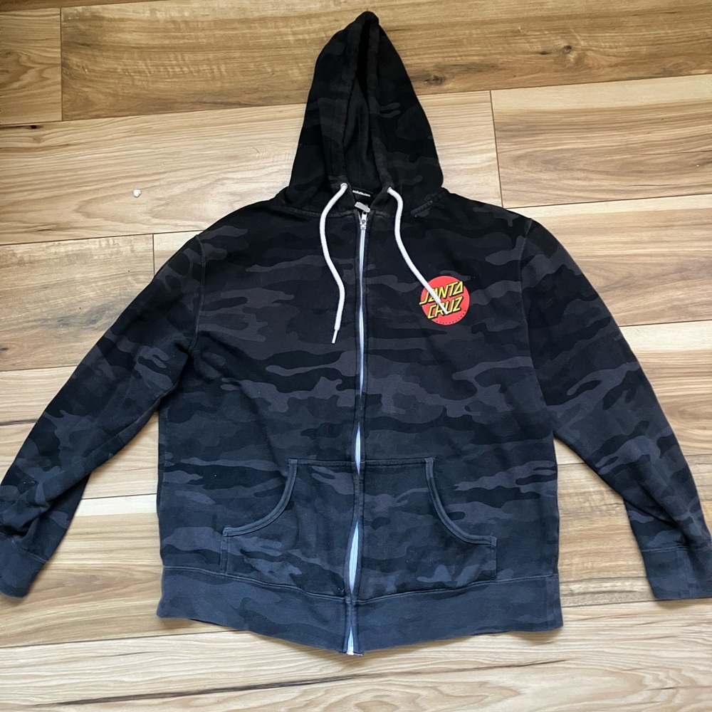 Santa Cruz charcoal camouflage zip up hoodie
